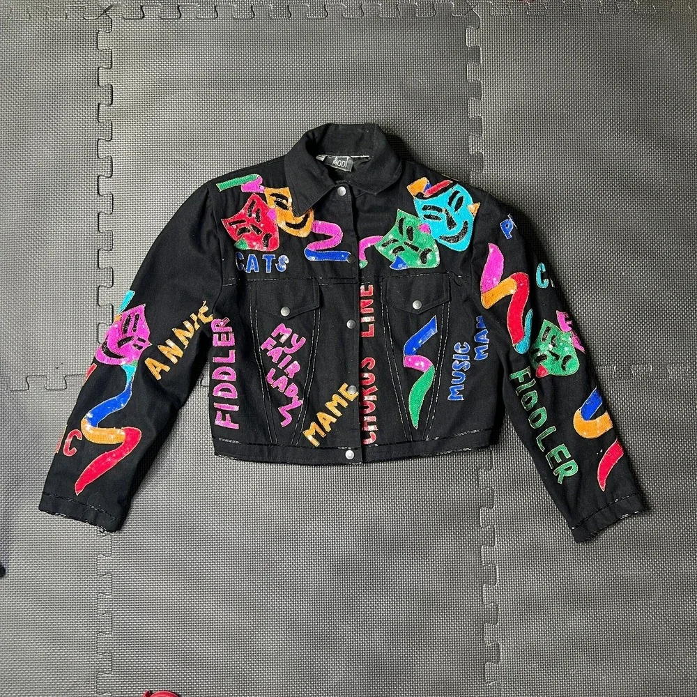Vintage‎ Modi Denim Sequin Broadway Musicals Jacket Size Small/Medium Vintage